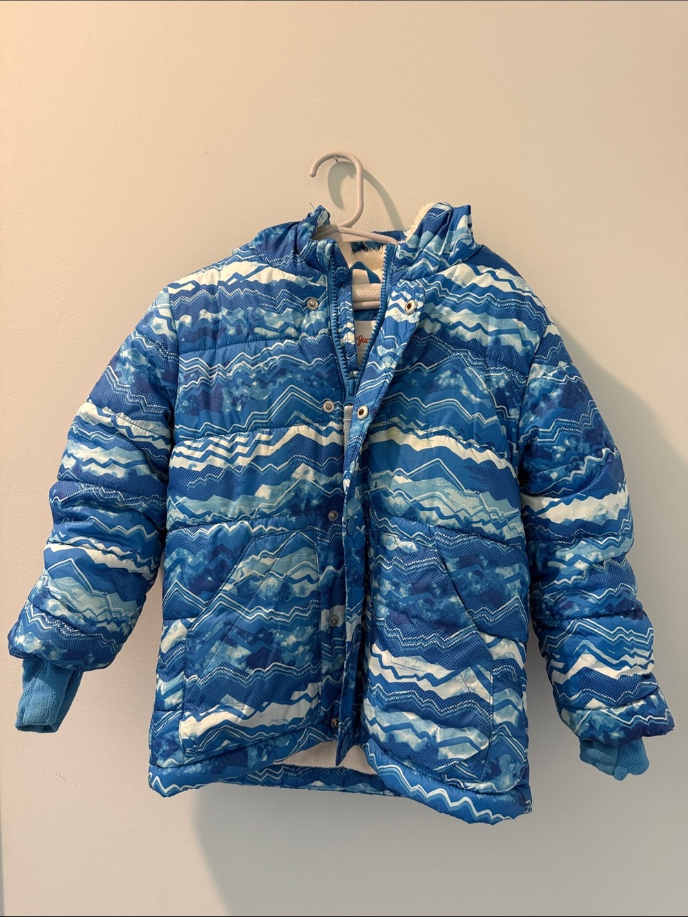 Cat & Jack Blue Multi-Pattern Puffer Jacket with Hood